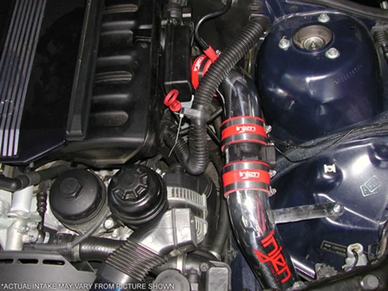 Injen 99-00 323 E46 2.5L  99-00 328 E46 2.8L 2001 325 2.5L Polished Cold Air Intake - Detail View