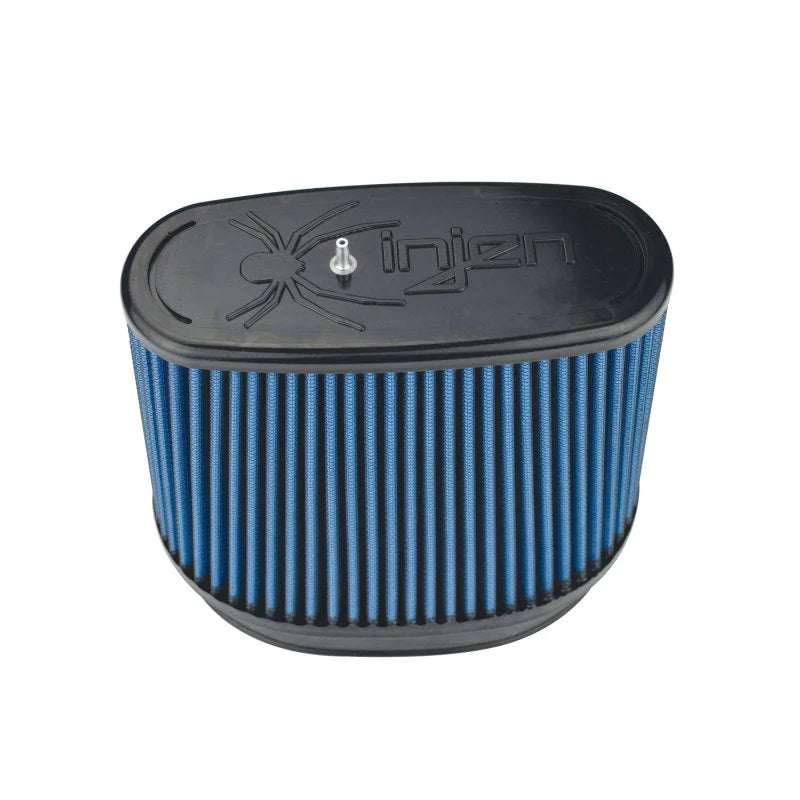 Injen NanoWeb Dry Air Filter 6.70x4.54 Oval neck/ 7.69 x 5.68 Base/ 7.25 Tall w/Barb Fit - 70 Pleat - Detail View