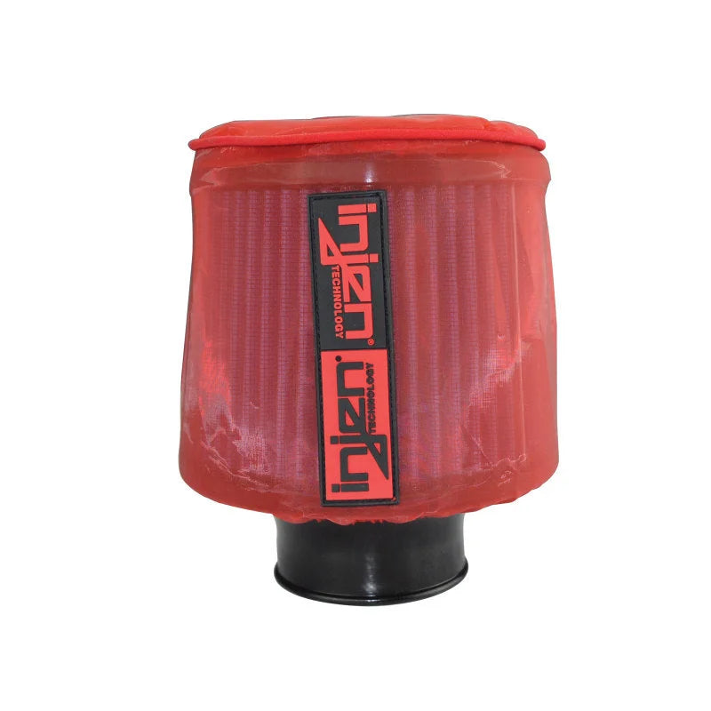 Injen Red Water Repellant Pre-Filter fits X-1010 X-1011 X-1017 X-1020 5in Base/5in Tall/4in Top - Side View