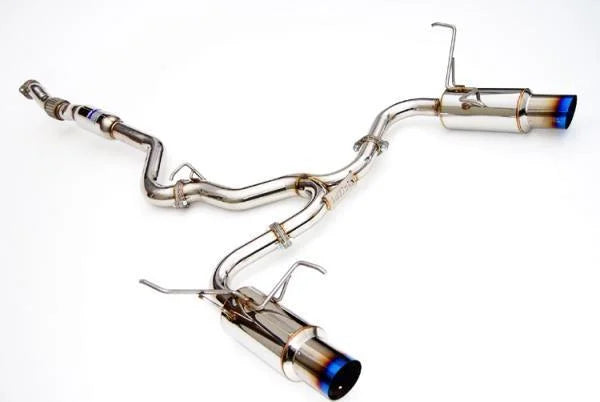 Invidia 08-11 STi Hatch / 11 WRX Hatch Dual N1 Single Layer Titanium Tipped Cat-back Exhaust - Back View