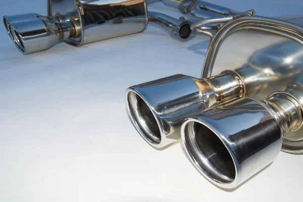 Invidia 11+ STI/WRX Sedan Only 76mm Q300 Stainless Steel Tip Cat-back Exhaust - Side View