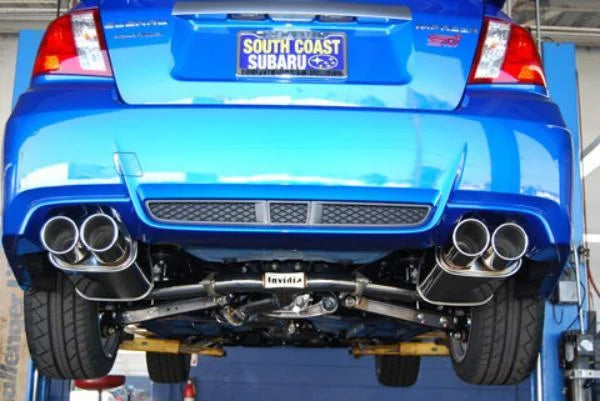 Invidia 11+ STI/WRX Sedan Only 76mm Q300 Stainless Steel Tip Cat-back Exhaust - Installation View