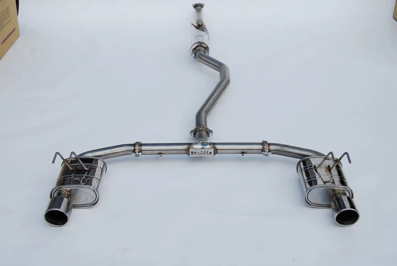Invidia 2022+ Honda Civic Si (1.5T) 70mm Q300 Cat Back Exhaust - Rolled SS Tips - Side View