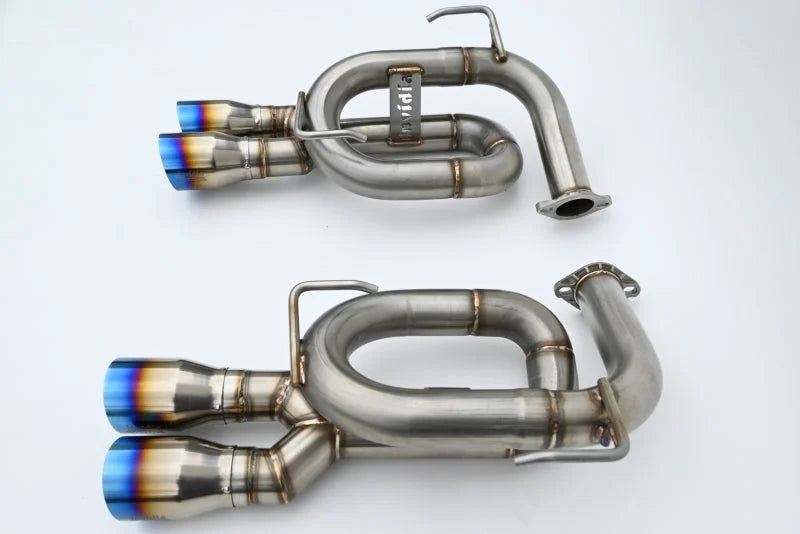 Invidia 22+ Subaru WRX Twin Loop 3.5in. Single Layer T.I Tip Axle-Back Exhaust - Back View