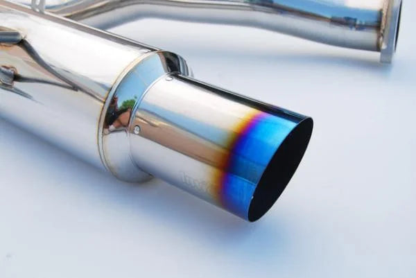 Invidia 76mm (101mm tip) RACING Titanium Tip Cat-back Exhaust fits 2008-2014 Subaru Forester / Impreza - Back View