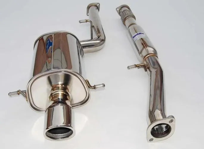 Invidia 76mm Q300 Stainless Steel Cat-back Exhaust fits 2002-2007 Subaru Impreza - Side View