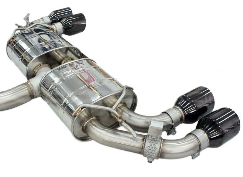 Invidia 76mm R400 Valved Cat Back Exhaust Straight Cut Black Tips fits 2022+ Volkswagen Golf R MK8 - Back View