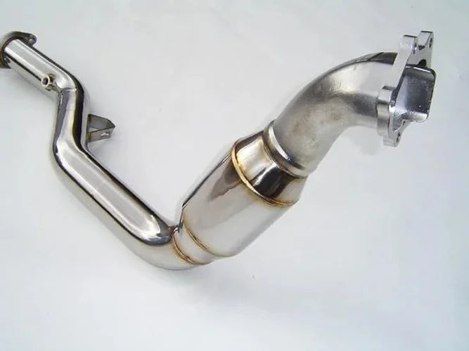 Invidia 05+ AT LGT Polished Divorced Waste Gate Downpipe with High Flow Cat - Side View