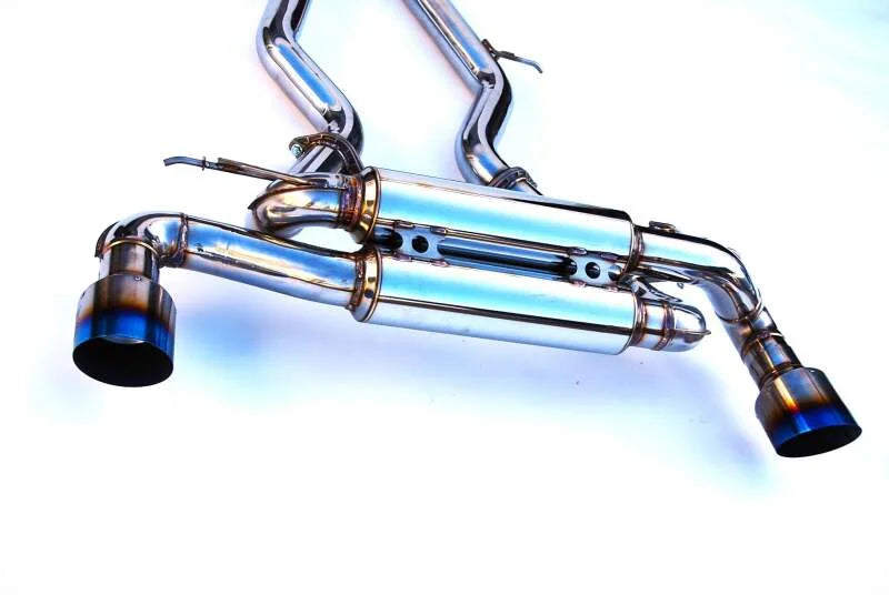 Invidia Gemini N1 w/Valve Single Layer Titanium Cat-Back fits 2020+ Toyota Supra (3.0) - Back View