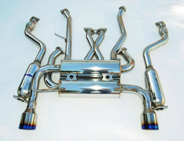 Invidia Gemini Rolled Titanium Tip Cat-back Exhaust fits 2008-2013 INFINITI G37 - Side View