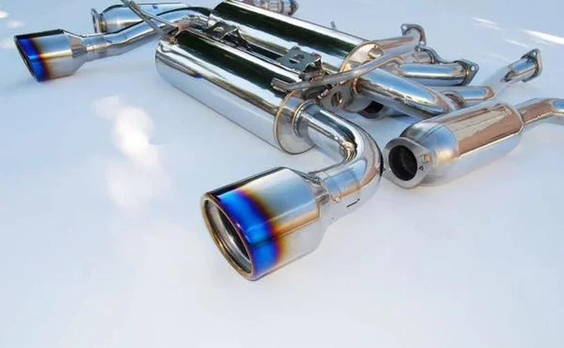 Invidia 03-08 Infiniti G35 Coupe Gemini Rolled Titanium Tip Cat-back Exhaust - Back View