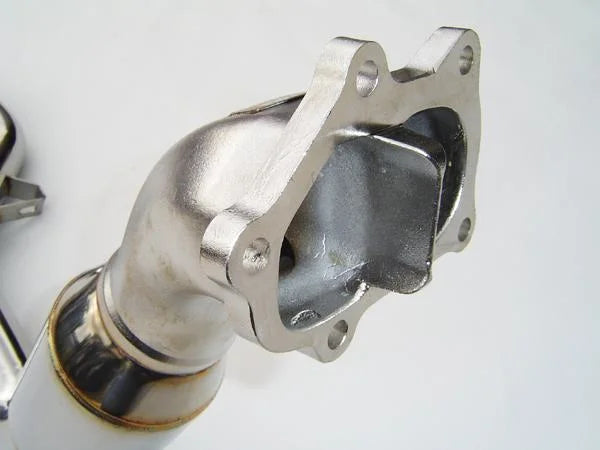Invidia Polished Divorced Waste Gate Downpipe with High Flow Cat fits 2002-2008 Subaru Forester / Impreza - Installation View
