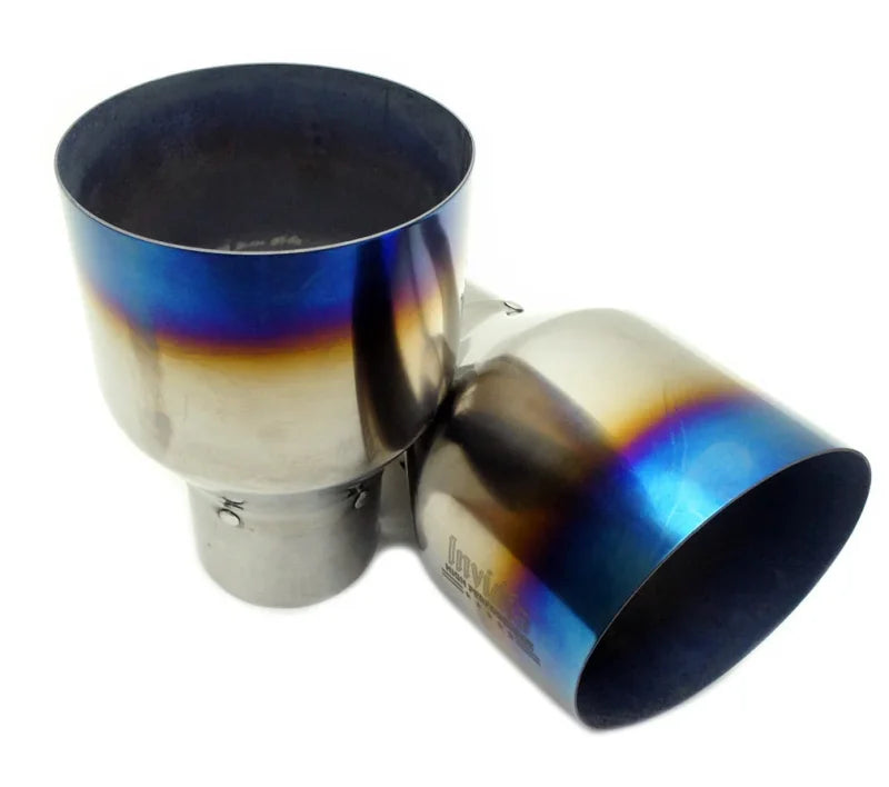 Invidia Q300 Single Layer Titanium Burnt Quad Tip Cat-Back Exhaust fits 2015+ Subaru STI 4DR - Side View