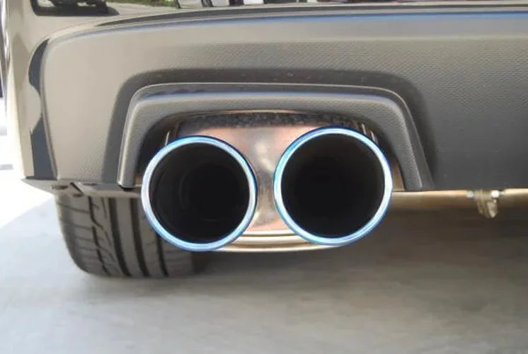 Invidia Q300 Twin Outlet Rolled Titanium Burnt Quad Tip Cat-Back Exhaust fits 2015-2016 Subaru WRX / WRX STI - Side View