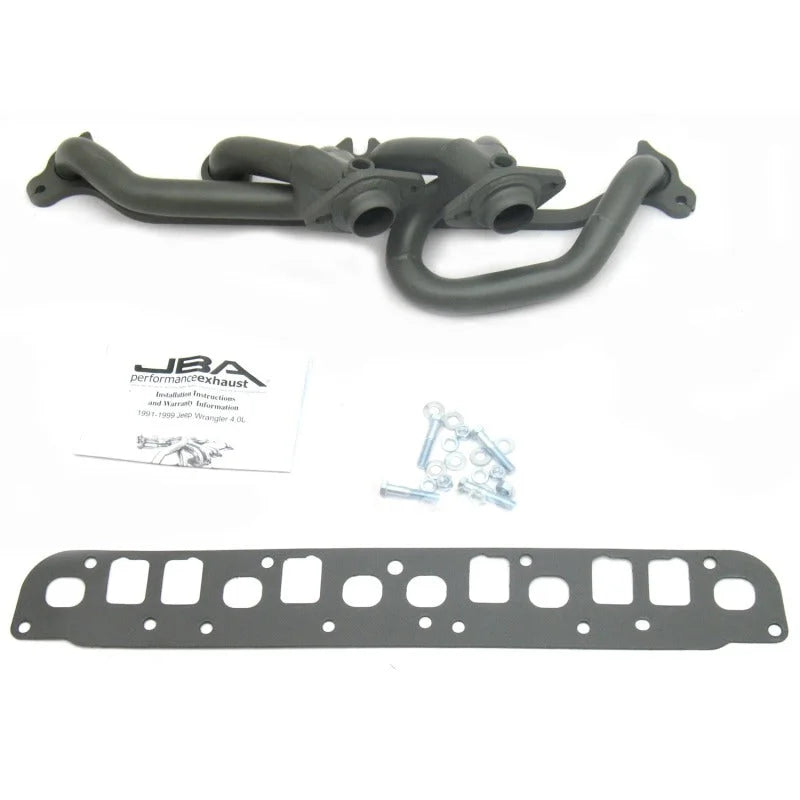 JBA 00-06 Jeep Wrangler 4.0L 1-1/2in Primary Ti Ctd Cat4Ward Header - Side View