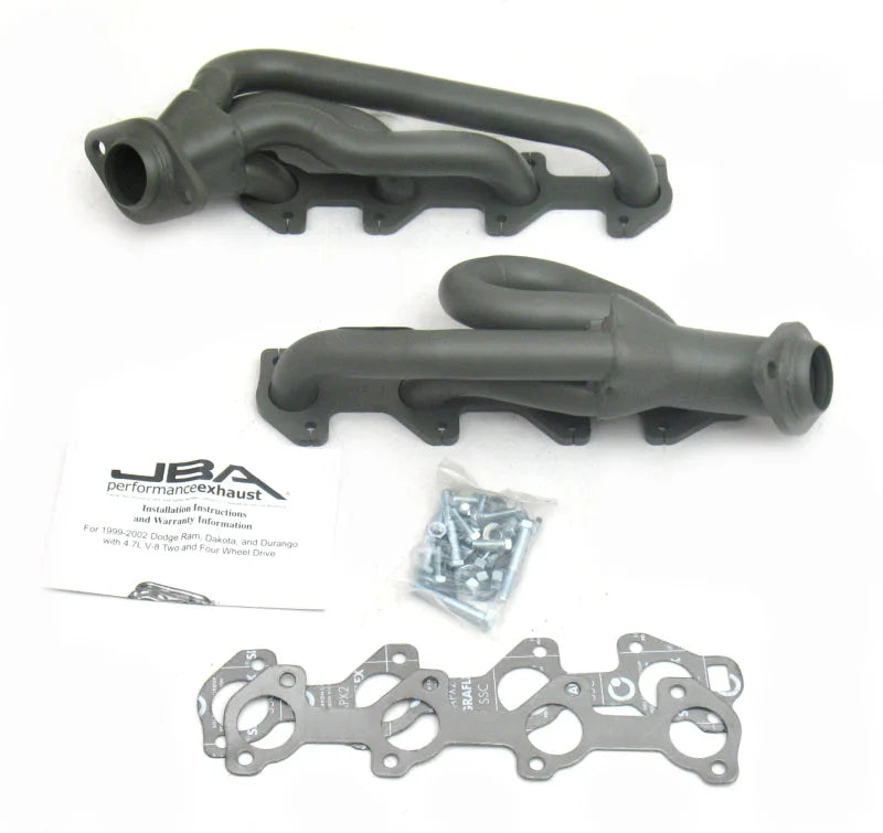 JBA 02-03 Dodge RAM 4.7L PowerTech 1-1/2in Primary Ti Ctd Cat4Ward Header - Side View