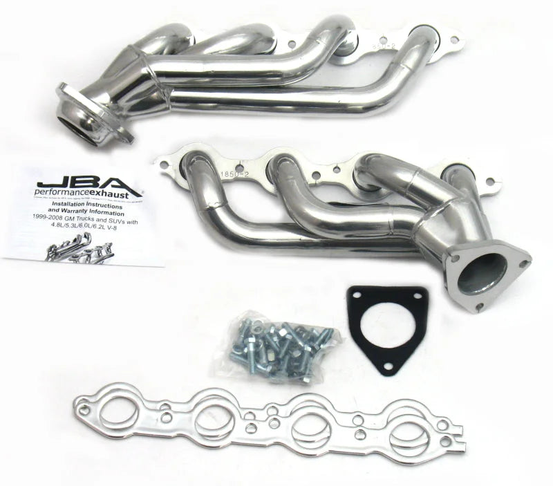 JBA 02-13 GM Truck 4.8L/5.3L LS Silver Ctd Cat4Ward Header - Main Product View