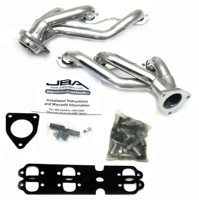 JBA 03-13 GM Truck 4.3L V6 1-1/2in Primary Silver Ctd Cat4Ward Header - Side View
