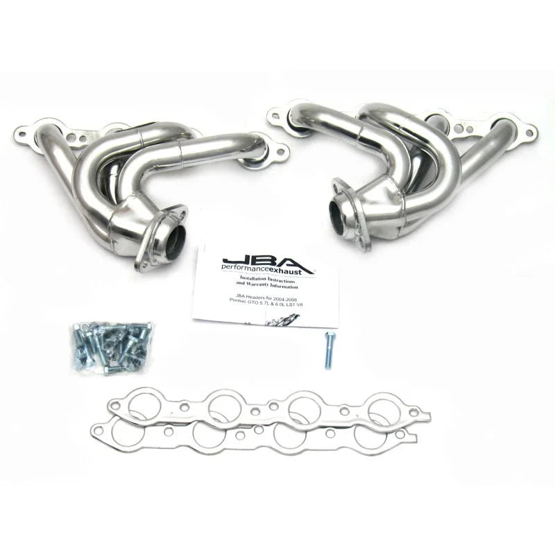 JBA 04-06 Pontiac GTO 5.7/6.0L LS 1-5/8in Primary Silver Ctd Cat4Ward Header - Side View