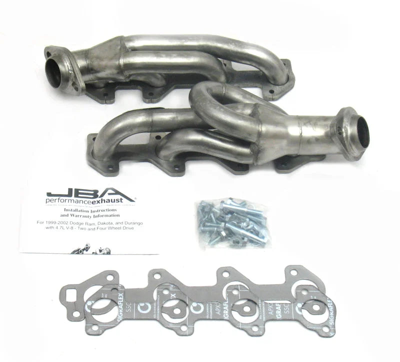JBA 04-07 Dodge Dakota 4.7L PowerTech 1-1/2in Primary Raw 409SS Cat4Ward Header - Side View