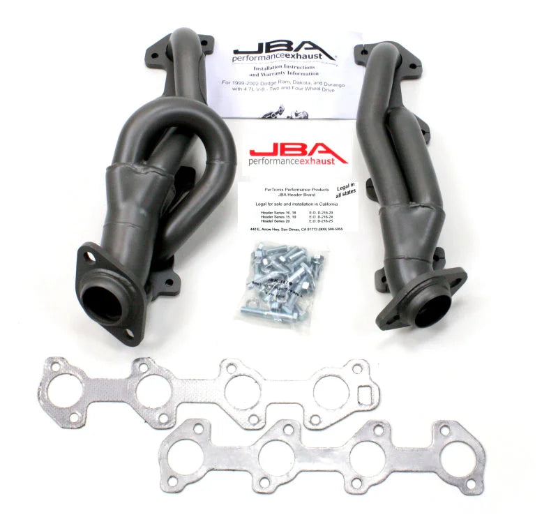 JBA 04-07 Dodge Dakota 4.7L PowerTech 1-1/2in Primary Ti Ctd Cat4Ward Header - Side View