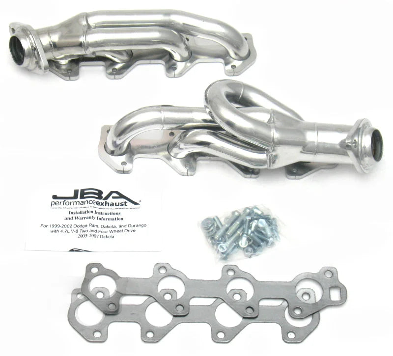 JBA 04-07 Doge Dakota 4.7L PowerTech 1-1/2in Primary Silver Ctd Cat4Ward Header - Main Product View