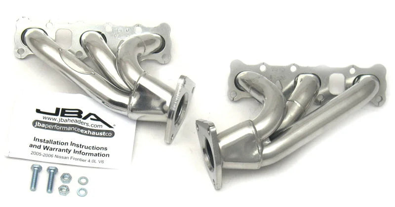 JBA 04-15 Nissan 4.0L V6 1-5/8in Primary Silver Ctd Cat4Ward Header - Side View