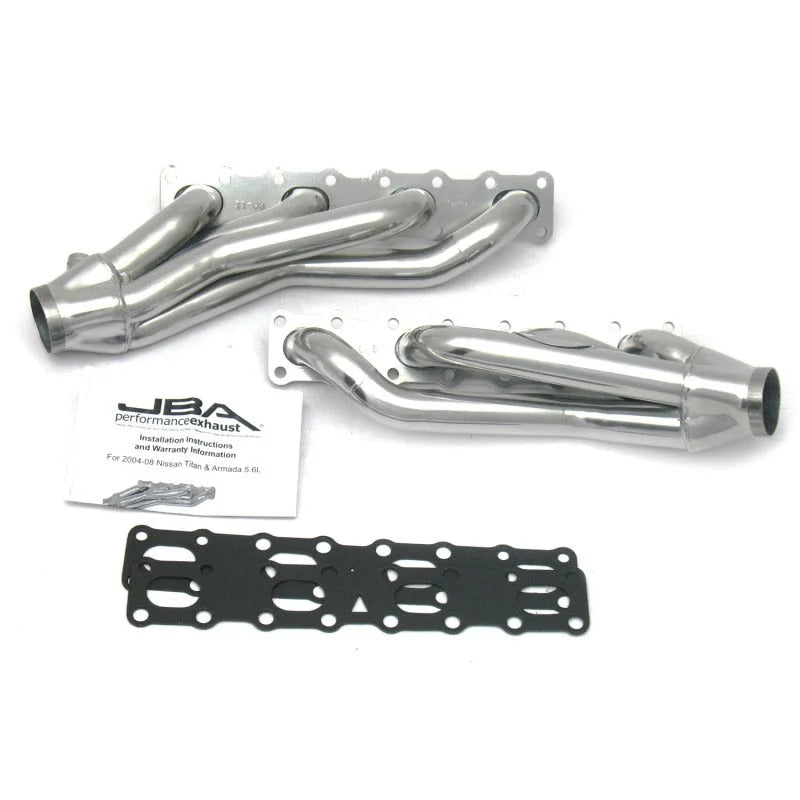JBA 04-15 Nissan 5.6L VK56DE Oval Port 1-5/8in Primary Silver Ctd Cat4Ward Header - Main Product View