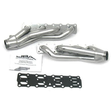 Load image into Gallery viewer, JBA 04-15 Nissan 5.6L VK56DE Oval Port 1-5/8in Primary Silver Ctd Cat4Ward Header - Main Product View
