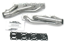 Load image into Gallery viewer, JBA 04-15 Nissan 5.6L VK56DE Oval Port 1-5/8in Primary Silver Ctd Cat4Ward Header - Side View