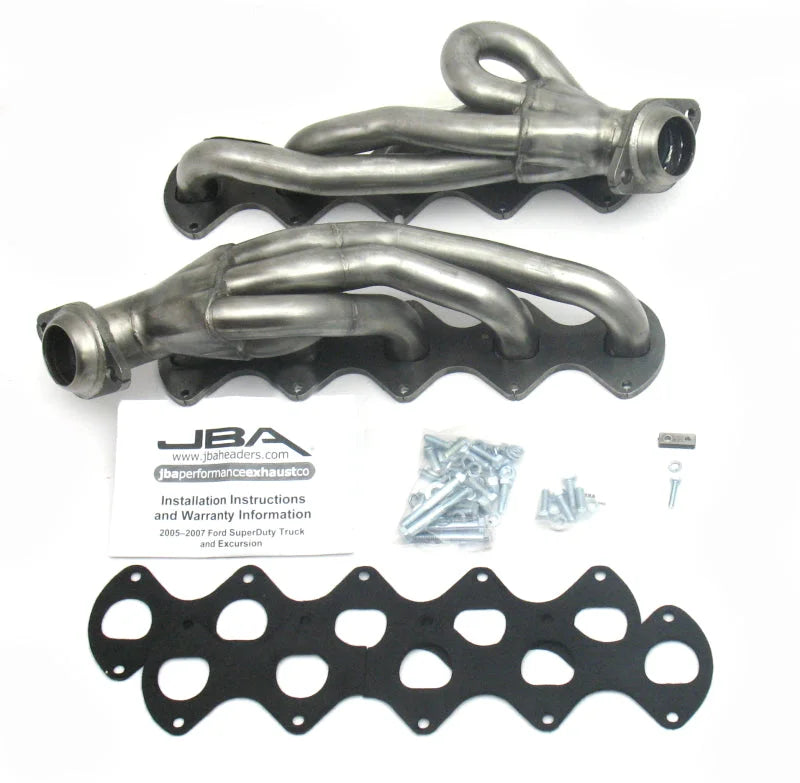 JBA 05-10 Ford F-Series 6.8L 3V V10 1-1/2in Primary Raw 409SS Cat4Ward Header - Main Product View