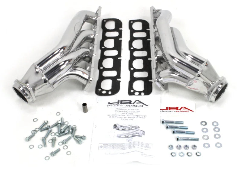 JBA 05-14 Chrysler 6.1/6.4L HEMI 1 7/8in Primary Silver Ctd Cat4Ward Header - Side View