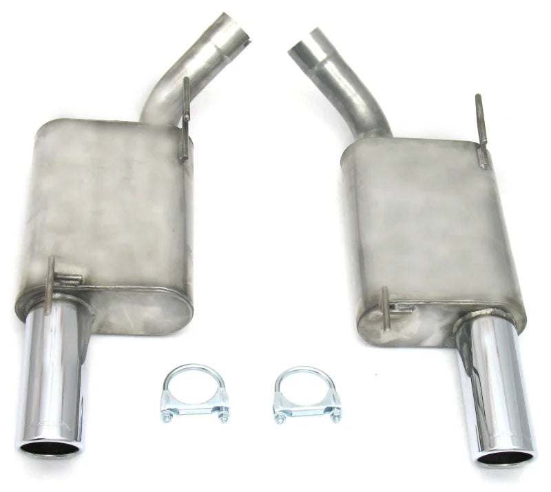 JBA 07-10 Ford Mustang GT/GT500 4.6L/5.4L 409SS Dual 3.5in Rear Exit Axle Back Exhaust - Side View