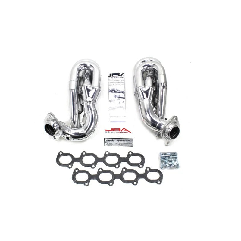 JBA 07-14 Ford GT500 5.4/5.8L 4V 1-5/8in Primary Silver Ctd Cat4Ward Header - Side View