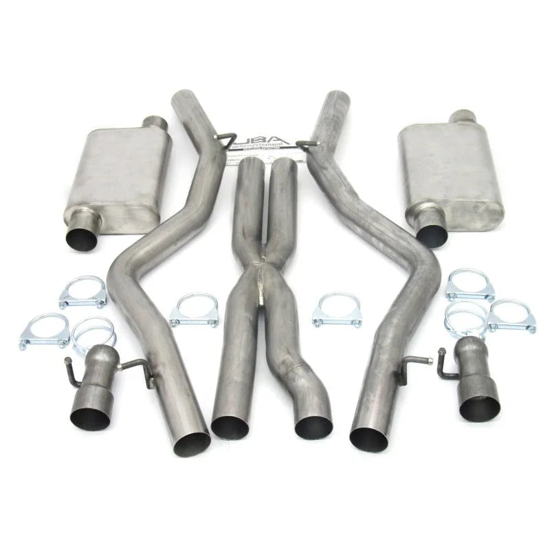 JBA 08-14 Dodge Challenger SRT8 6.1L/6.4L 409SS Dual Rear Exit Cat-Back Exhaust - Side View