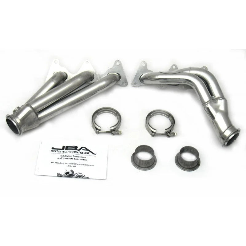 JBA 10-11 Camaro 3.6L V6 1-5/8in Primary Silver Ctd Cat4Ward Header - Side View