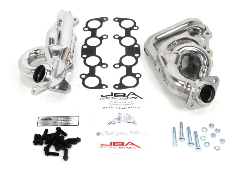 JBA 11-14 Ford F-150 5.0L Coyote 1-5/8in Primary Silver Ctd Cat4Ward Header - Side View
