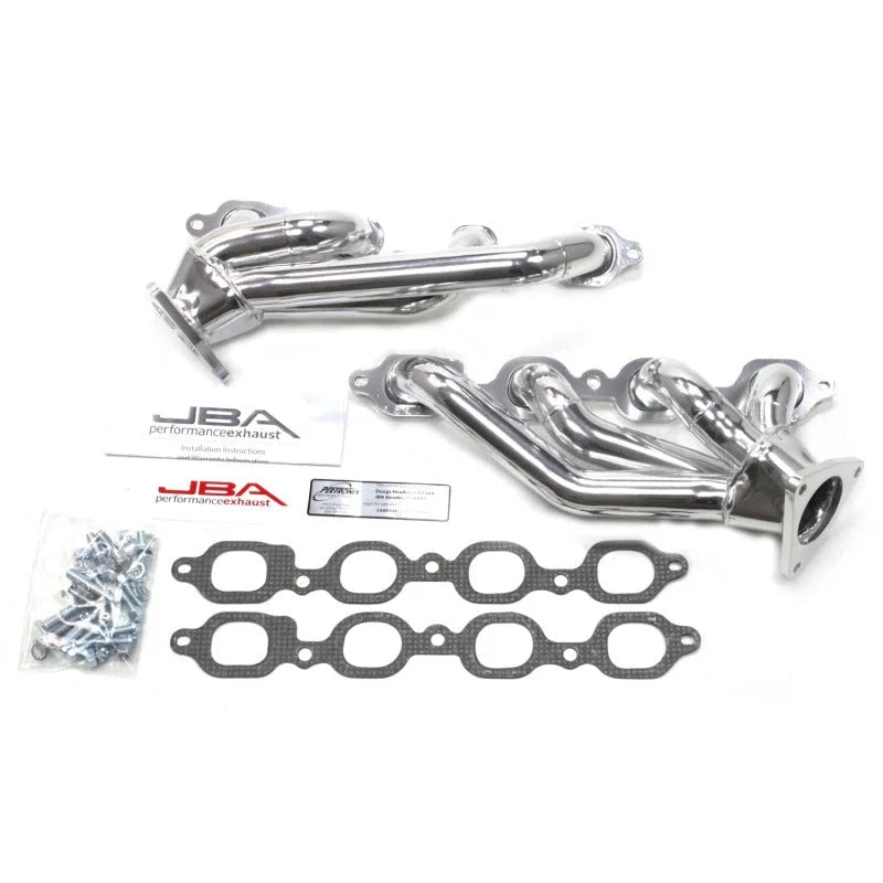 JBA 14-19 GM Truck 5.3L/6.2L DFI 1-5/8in Primary Silver Ctd Cat4Ward Header - Side View