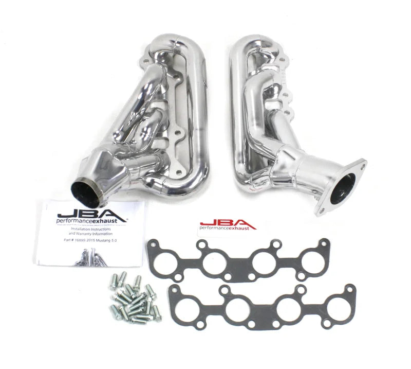 JBA 15-20 Ford Mustang 5.0L 1-3/4in Stainless Steel Silver Ceramic Shorty Header - Main Product View