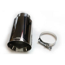 Load image into Gallery viewer, JBA 2.5in x 4.5in x 8 1/4in Double Wall Polished Chrome Tip - Clamp On - Side View