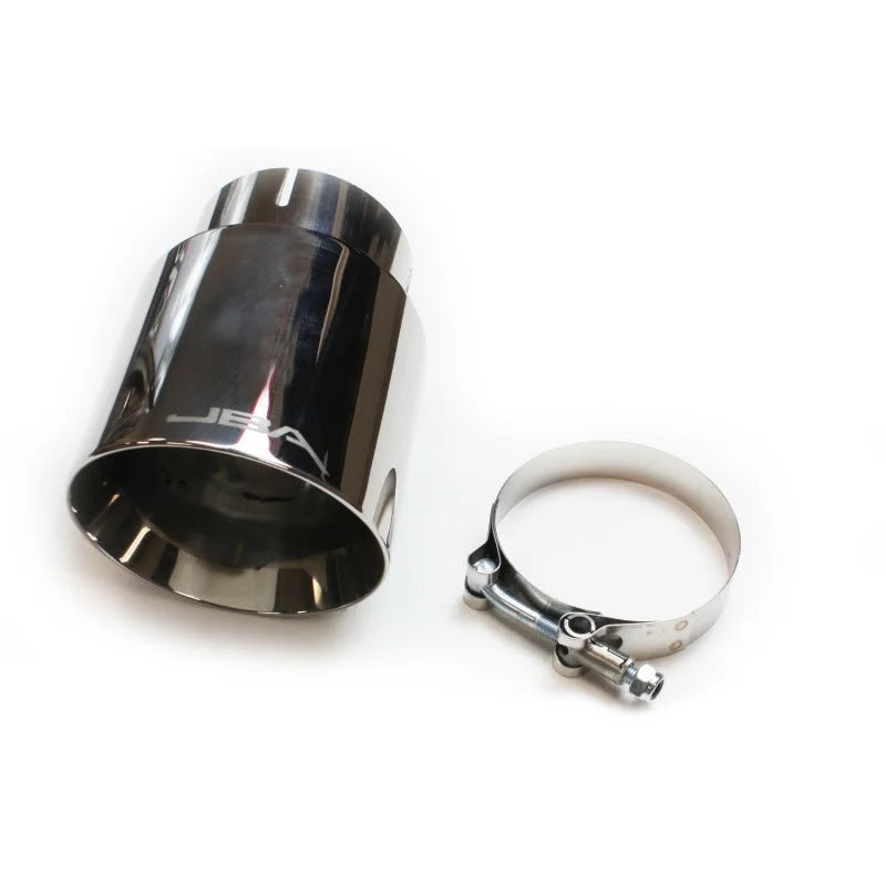 JBA 3in x 4in x 5-3/4in Double Wall Polished Chrome Tip - Clamp On - Side View