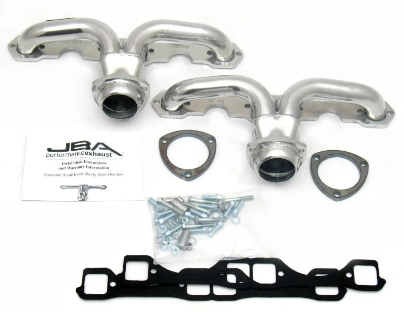 JBA 57-74 Chevrolet Corvette 265-400 SBC 1-5/8in Primary Silver Ctd Tight Tuck Header - Main Product View