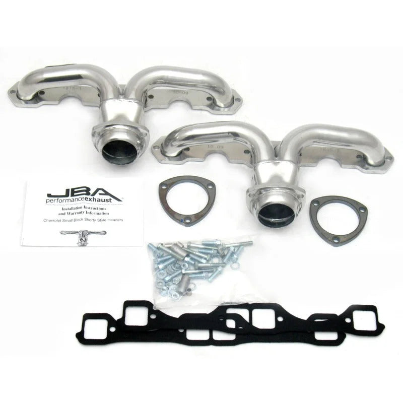 JBA 57-74 Chevrolet Corvette 265-400 SBC 1-5/8in Primary Silver Ctd Tight Tuck Header - Side View