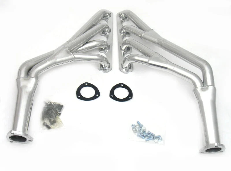 JBA 65-70 Ford Mustang 260-302 SBF 1-1/2in-1-3/4in Primary Silver Ctd Tri Y Header - Side View