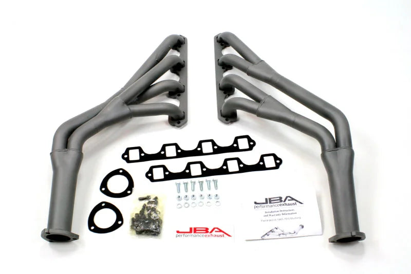 JBA 65-70 Ford Mustang 260-302 SBF 1-1/2in-1-3/4in Primary Ti Ctd Tri Y Header - Side View