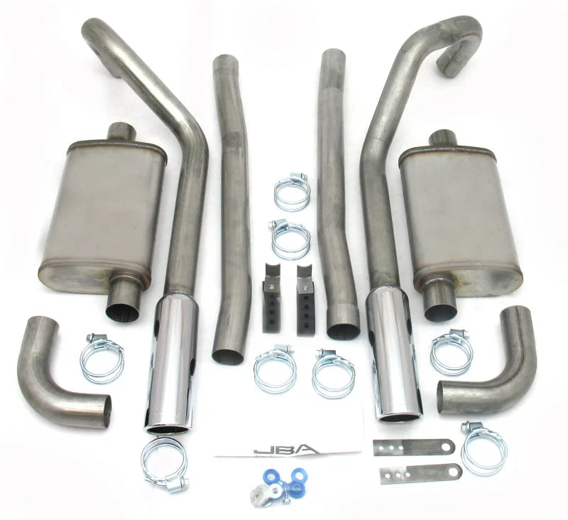 JBA 65-70 Ford Mustang 260-428 409SS Dual Under Rear Valance Header Back Exhaust - Side View