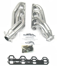 Load image into Gallery viewer, JBA 65-73 Ford Mustang 260-302 SBF 1-5/8in Primary Silver Ctd Mid Length Header - Side View