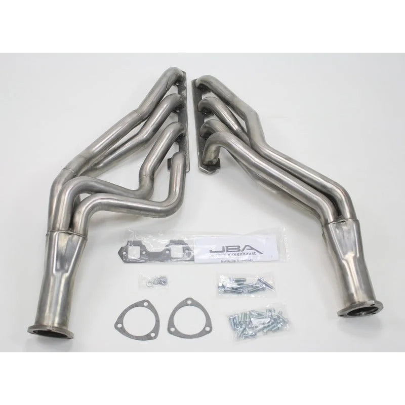 JBA 65-73 Ford Mustang 260-302 SBF 4 Speed C4/C6/AOD 1-3/4in Primary Raw 409SS Long Tube Header - Side View