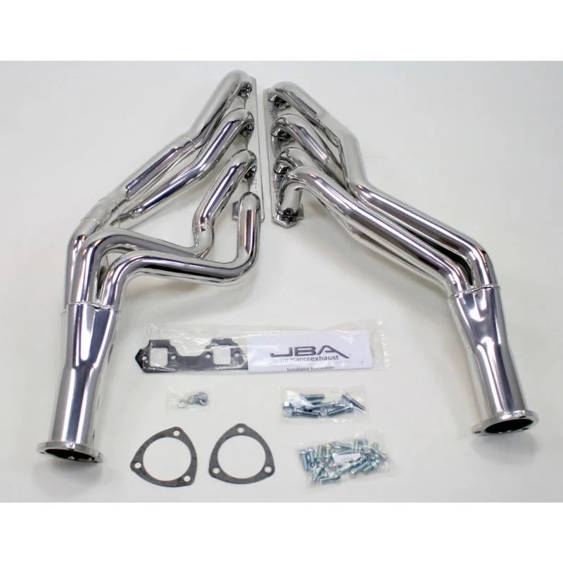 JBA 65-73 Ford Mustang 260-302 SBF 4 Speed C4/C6/AOD 1-3/4in Primary Silver Long Tube Header - Main Product View
