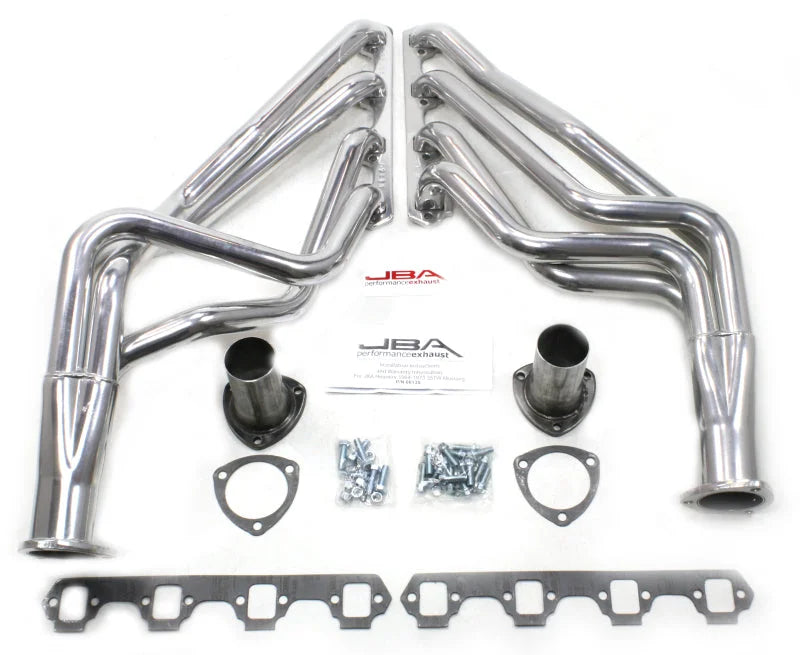JBA 65-73 Ford Mustang 260-302/71-73 Ford 260-351W SBF 1-5/8in Primary Silver Ctd Long Tube Header - Main Product View